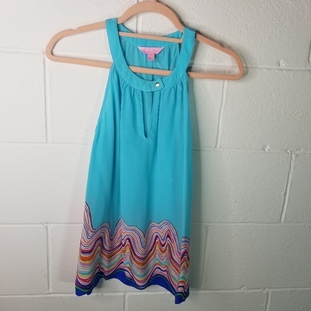 Lilly Pulitzer silk rohan tank shorely blue - Picture 4 of 10